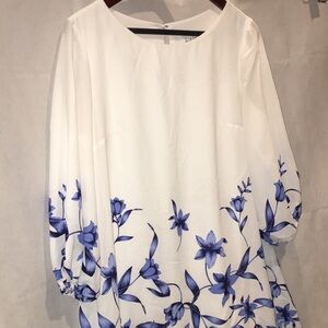Joseph Ribkoff White And Blue Floral 3/4 Sleeve Dress | Size 10